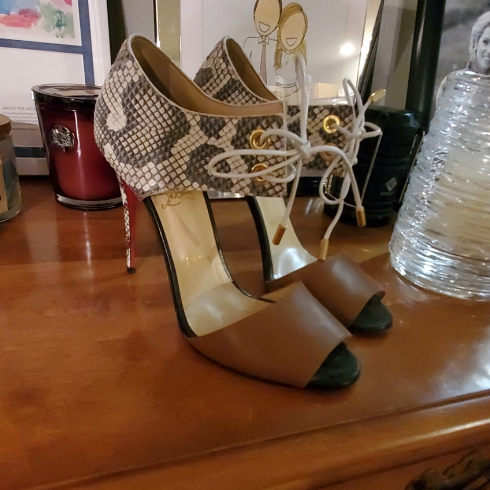 Snakeskin Christian Louboutin tie heels